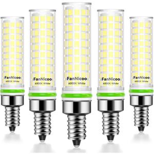 FanNicoo E12 LED Bulb 100w Equivalent 1200lm 6000K Led Candelabra Bulbs Cool Daylight White 10W T6 C7 Candle Light Bulbs for Ceiling Fan Pendant Lighting Salt Lamp Non-dimmable(5Pack)