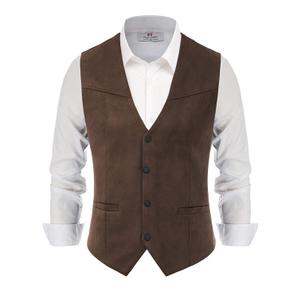 PJ PAUL JONES Men's Western Cowboy Suit Vest Slim Fit Faux Suede Leather Dress Vests Waistcoat for Wedding 2XL PJ PAUL JONES Men's Western Cowboy Suit Vest Slim Fit Faux Suede Leather Dress Vests Waistcoat for Wedding 2XL