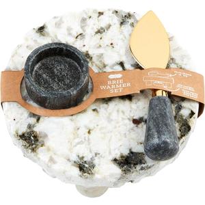 Mud Pie Granite Brie Warmer; Knife 4 1/2" | Warmer 1 1/4" x 2" Dia | Stand 2 3/4" x 6" Dia