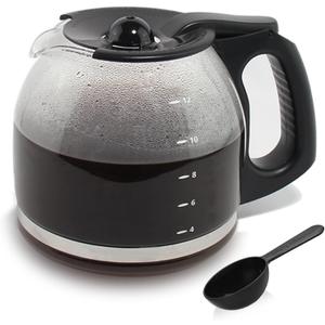 12-Cup Replacement Coffee Carafe Compatible with Mr. Coffee Coffee maker Pot, Replace Part# PLD12 PLD12-RB Series, Black Handle (Classic)