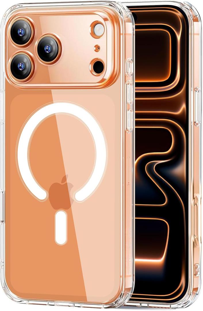 for iPhone 17 Pro Max Case Compatible with Magsafe, Wireless Charging, Anti-Yellowing Materials, Military Shockproof Drop Protection, Transparent Cover for iPhone 17 Pro Max-Clear