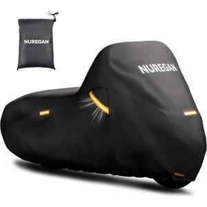 Motorcycle Cover Waterproof Outdoor, Universal Fit for Most Scooter Cover, Sportbike, Off-Road, eBike & Moped Cover Storage (86.6 Inch), All Season Protection with See-Through License Panel