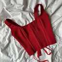Shein Red Lace Up Corset Cropped Top, Size XL 