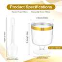 100 Sets 5 Oz Mini Dessert Cups with Spoons, Clear Plastic Parfait Glasses with Gold Rim, Small Cake Shooter Cups for Party Wedding Events Supplies