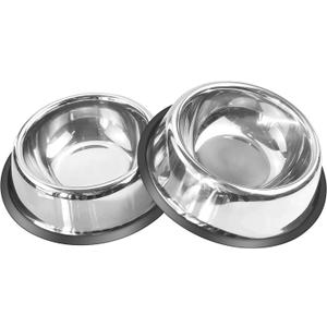Mlife Stainless Steel Dog Bowl with Rubber Base for Small/Medium/Large Dogs, Pets Feeder Bowl and Water Bowl Perfect Choice (Set of 2) (16oz)