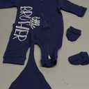 Baby Boy Clothes Letter Print One Piece Romper Baby Coming Home Outfits with Hat Newborn Boy Outfits (Navy Blue)