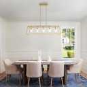 5-Light Gold Chandeliers for Dining Room | Modern Kitchen Island Light Fixture | Rectangle Chandelier for with Clear Glass Shade | Apply to Dining Room Light fixtures Over Table, L40" - 5 Light