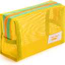 Mr. Pen- Mesh Pencil Case, Yellow, Mesh Zipper Pouch Bags with Zipper Pouches for Organization, Cosmetic Bag, Purse Pouch