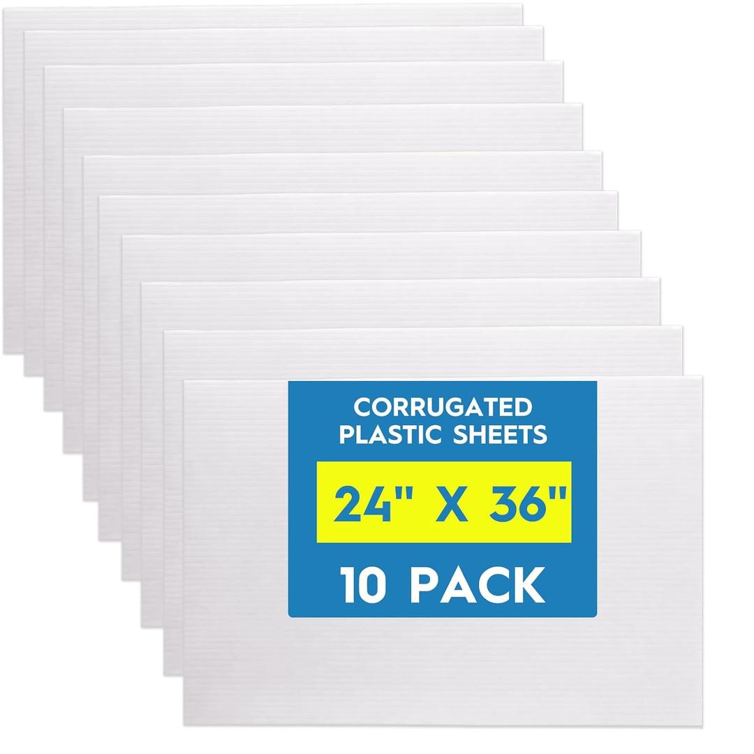 24"X36" Corrugated Plastic Board, 4MM Poster Board,10-Pack