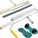 QWORK Self-Levelling Cement Tool Kit, Floor Construction Roller Spike Shoes, Epoxy Floor Paint Tool, Stainless Steel Scraper Self-Leveling Rake