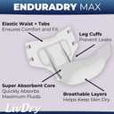 LivDry EnduraDry Max XL Adult Diapers with Tabs, Up to 12-Hours, Super Absorbent Incontinence Underwear, Leak Protection Briefs, Extra Large, 48-Pack