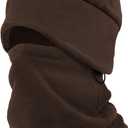 Winter Beanie Hat Scarf Set with Ear Flaps for Men Women Knit Fleece Lined Skull Cap Windproof Neck Warmer Gaiter Coffee (Brown)