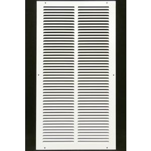 HVAC Premium 12'' x 26'' [Duct Opening] Flat Stamped Steel Return Air Grille - Sidewall and Ceiling - HVAC Vent Duct Cover - White [Outer Dimensions: 13.75''w X 27.75''h]