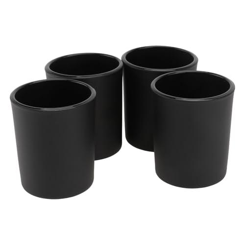DOITOOL 3Pcs Matte Black Glass Candle Holders Elegant Candlestick Decor for Home Dining Table Wedding Centerpiece Reusable Thick Glass Votive Cups for Living and Banquet