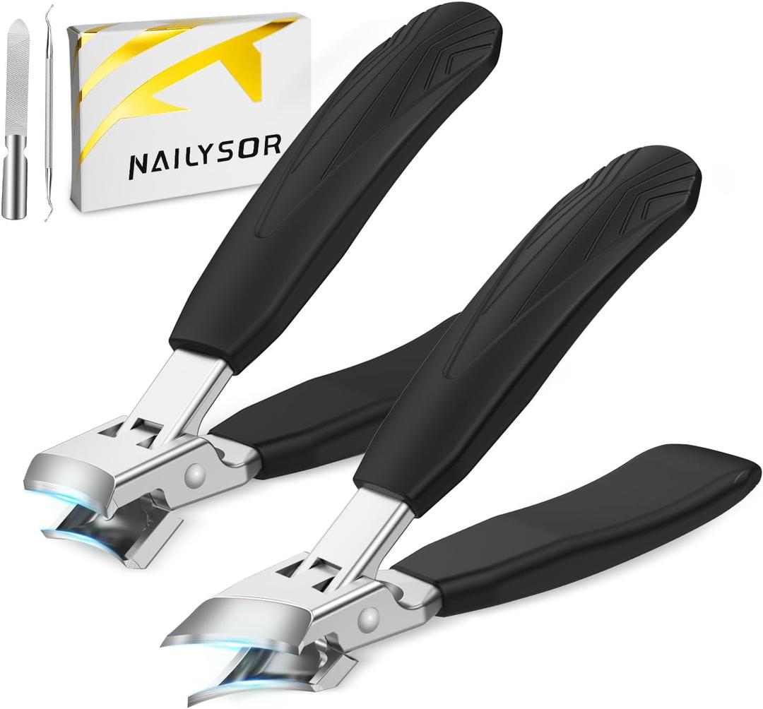 Upgrade Large Toenail Clippers for Thick Nails for Seniors Long Handle, Ultra Sharp Precision Nail Clippers for Men, Curved Wide Jaw Opening Fingernail Clippers with Catcher Nail Cutter for Women