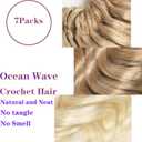 Blonde Ocean Wave Crochet Hair 9 Inch Curly Braiding Ocean Wave Hair 7 Packs Deep Wave Short Wavy Crochet Braids Synthetic Hair Extensions for Women (9Inch (Pack of 7), T27/613)
