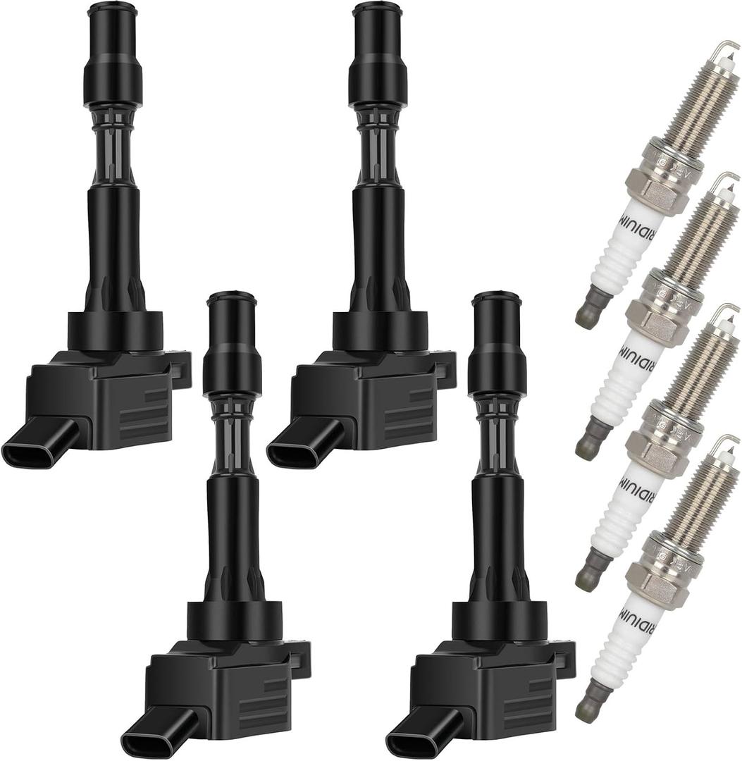 OCPTY 4 ignition coils with 4 iridium Spark Plugs fits GN10877 UF816 UF-816 49137 for Hyundai Elantra Sonata Kona for Kia Forte Optima 2.0L