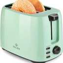 iSiLER 2 Slice Toaster, 1.3 Inches Wide Slot Bagel Toaster with 7 Shade Settings and Double Side Baking, Removable Crumb Tray, Defrost Cancel Function Green