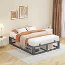 18 Inch Metal Full Size Bed Frame with Rounded Corner, Steel Support