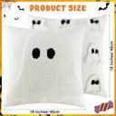 2 Pcs Halloween Pillow Covers 18x18 Inch White Ghost Throw Pillow Cases, Halloween Decorations Spooky Cushion Cover Gothic Couch Case for Holiday Fall Home Living Room Sofa Bed Indoor Outdoor