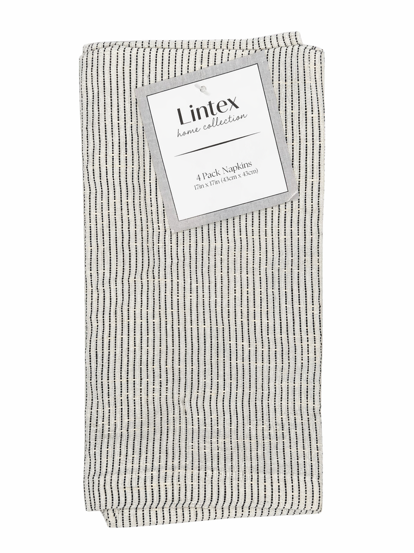 4 Pack Napkins 17in X 17in Black and White Design (2 Count)