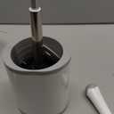 AONEZ Compact Toilet Brush & Holder, Stainless Steel Handle, Space Saving for Storage, Deep Cleaning, DripProof, Easy to Assemble, Nylon Bristles, White & Grey