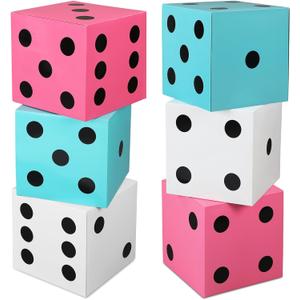6 Pcs Large Sock Hop Party Decorations 12 Inch 50s Sock Hop Dice Boxes Rock and Roll Party Decoration Giant 1950s Dice Centerpieces for 1950s Retro Music Rocking Hip Birthday Decor (White)