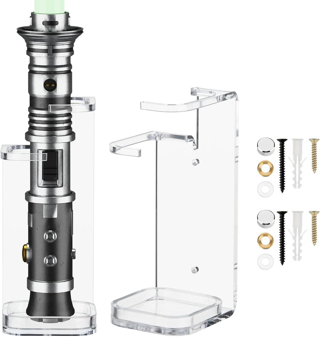 Cosmos 1 Pc Lightsaber Wall Mount Stand Vertical Light Saber Display Rack Acrylic Lightsaber Holder Wall Lightsaber Display Stand Compatible with Savi's Lightsaber (Transparent Clear - 6.6 cm Dia. Thick Helt)