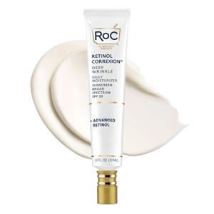 RoC Retinol Correxion Deep Wrinkle Daily Face Moisturizer with Sunscreen SPF 30 for Fine Lines, Dark Spots, Post-Acne Scars, 1 Ounce