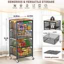 SUNALLY Rolling Kitchen Cart with Drawers, 4-Tier Utility Cart Fruit Vegetable Storage Cart with Lockable Wheels, Wooden Top Metal Kitchen Storage Organizer for Cans, Snacks, Beauty, Craft, Art, Black