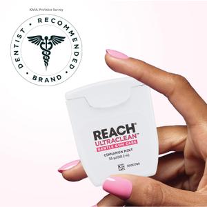 REACH ULTRACLEAN Gentle Gum Care Expanding Floss Woven, Non-Waxed, PFAS-Free with Vitamin E, for Sensitive Gums, Cinnamon Mint 55YD (2-Pack)
