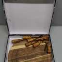 Ziliny Rudder Shaped Charcuterie Board Set Cutting and Cheese Board Wooden Platter with Knives and Forks Serving Trays Gift for Christmas Kitchen Food Fruit(Acacia)