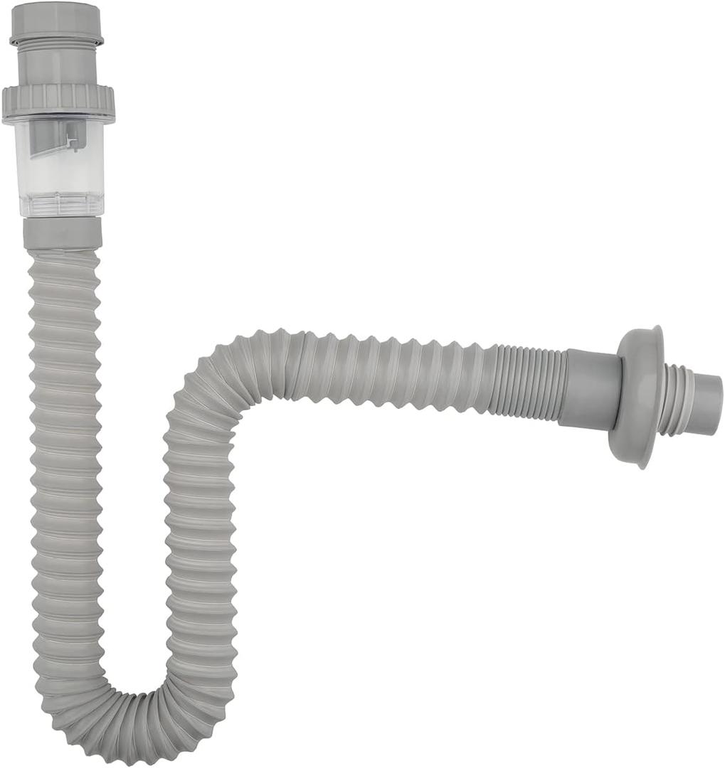 1-1/4 Inch Expandable Flexible Kitchen Sink Bathroom Vanity Odor Proof Universal Sink Drain P Trap Pipe (Gray)