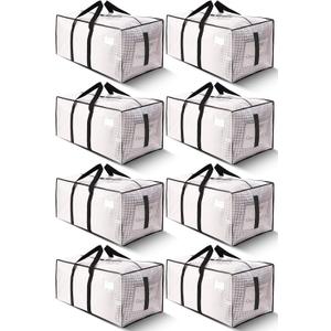 HOMESURE Supports 200lbs Heavy Duty Moving Bags - Strong Zipper & Wrap-Around Handles - Water-Resistant Storage Totes, Durable Alternative to Moving Boxes - 8 Pack - Semi-Transparent