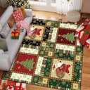 Christmas Rug 2' x 3' Plaid Area Rug Santa Claus Doormat Xmas Tree Floor Mat Carpet for Entryway Bedroom New Year Christmas Decor
