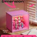 Display Case for Figures & Collectibles, One-Piece Molded Magnetic Door with 3 LED Light Effects, Stackable No Assembly Acrylic Container for Labubu, Action Figures (11.4"x8.1"x10.1") (Black)