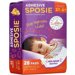 Sposie Diaper Booster Pads with Adhesive, fits Diaper Sizes 2T-5T, Baby Diaper Pads Inserts Overnight, Diaper Liners for Nighttime Diapers, Overnight Diapers, 28 ct/