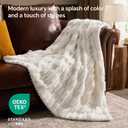 BEDELITE Faux Fur Cream Throw Blanket for Couch - Super Soft & Cozy Plush Striped Blanket for Sofa and Room Decor, Luxury Fluffy All-Season Blankets Gift for Women, Men, Mom, Dad, 50x60 inch, Cream