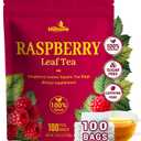 Raspberry Leaf Tea - 100 Teabags, Caffeine-Free, Mild & Herbal Taste (EXP 09/22/27)