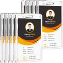 KTRIO ID Badge Holder, Clear Acrylic Card Holder with Thumb Slot, Holds 2 Cards, Vertical Badge Holder for Nurses, Students, Office Staff, 10 Pack