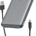 Belkin Portable Charger, USB C Power Bank 10000 mAh w/ 2xUSB-A Ports, 15W w/Type-C to Type-A Cable for iPhone 17, Air, Pro, Samsung Galaxy S25, iPad, Nintendo Switch 2, Google Pixel 10, etc. - Gray