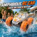 Remote Control Car, 1:18 Fast Amphibious RC Cars, All Terrain Off-Road Monster Truck Toys, 2.4Ghz Waterproof Cyber RC Trucks Pool Water Toys, Gifts for Birthday Christmas (White)