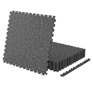 0.56 Inch Thick 24 Sq Ft Gym Flooring for Home Gym, 6 Tiles Robust Rubber Top with Eva Foam Exercise Equipment Mats, Protective Flooring Puzzle Mat for Fitness Room