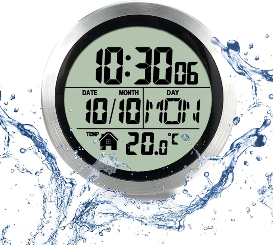 Plastic Wall Clock, Suction Cup, Flexible Hanging or Standing, Modern Silent Small Living Room & Kitchen Clock (Silver Gray)