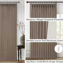 Linen Pleated Blackout Curtains 4 Panels Set 96 Inches Long for Living Room/Bedroom, Memory Trained Pinch Pleat Black Out Thermal Double Layer Office Decorative Window Curtain & Drapes 8 FT Length, 40"W x 96"L