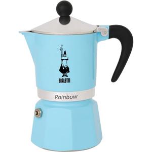 Bialetti - Rainbow: Stovetop Espresso Maker, Moka Pot 3 Cups (4.3 Oz - 130 Ml), Aluminium, Light blue