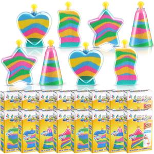 Deekin 24 Sets Sand Art Kits for Kids Create Your Own Clear Sand Art Bottles with Funnels and Sticks, DIY Colored Bottles Crafts for Boys Girls