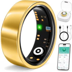 Smart Ring for Women & Men, Sleep and Stress Fitness Tracker (Gold 7)