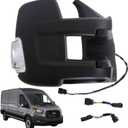 Marretoo Passenger Right Side Door Mirror replacement for 2015-2025 Ford Transit 150 250 350 350 HD Cargo Van 6 pins Power Glass,Heated,Signal Light Textured Black Extended Long Arm FO1321630