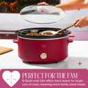 Paris Hilton 6-Quart Manual Slow Cooker, Features Three Settings (Low, High, Warm), Naturally Nonstick and Dishwasher Safe Stoneware Insert, Family Sized Capacity, Berry